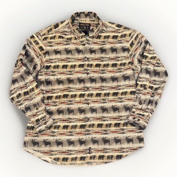 Vintage Woolrich Thick Flannel Hunting Work Shirt Deer Moose Bear Alaska Size XL - Picture 1 of 14